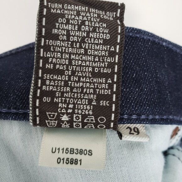 7 For All Mankind Dojo Jeans Wide Flare Leg Low Rise Dark Wash Womens Size 29 - Picture 8 of 8